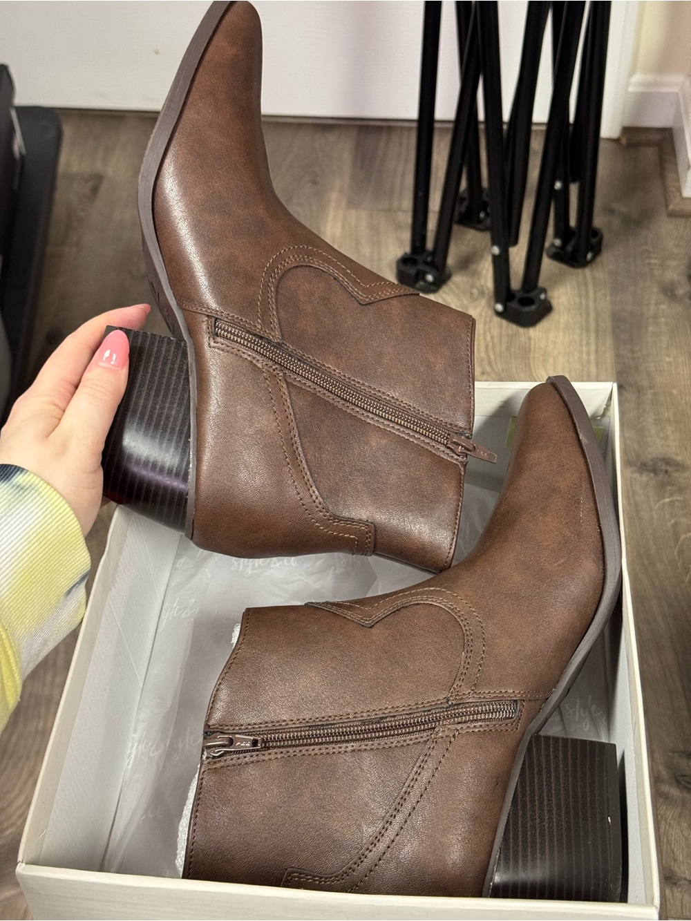 STYLE & CO Cowboy Western Boots Size 11 Brown Faux Leather Macy's NEW $80 msrp - Picture 2 of 12